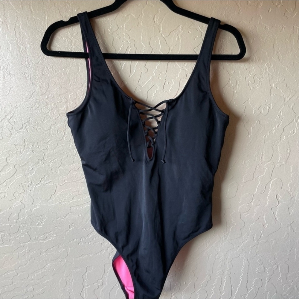 Victoria’s Secret Pink one piece lace up swimsuit